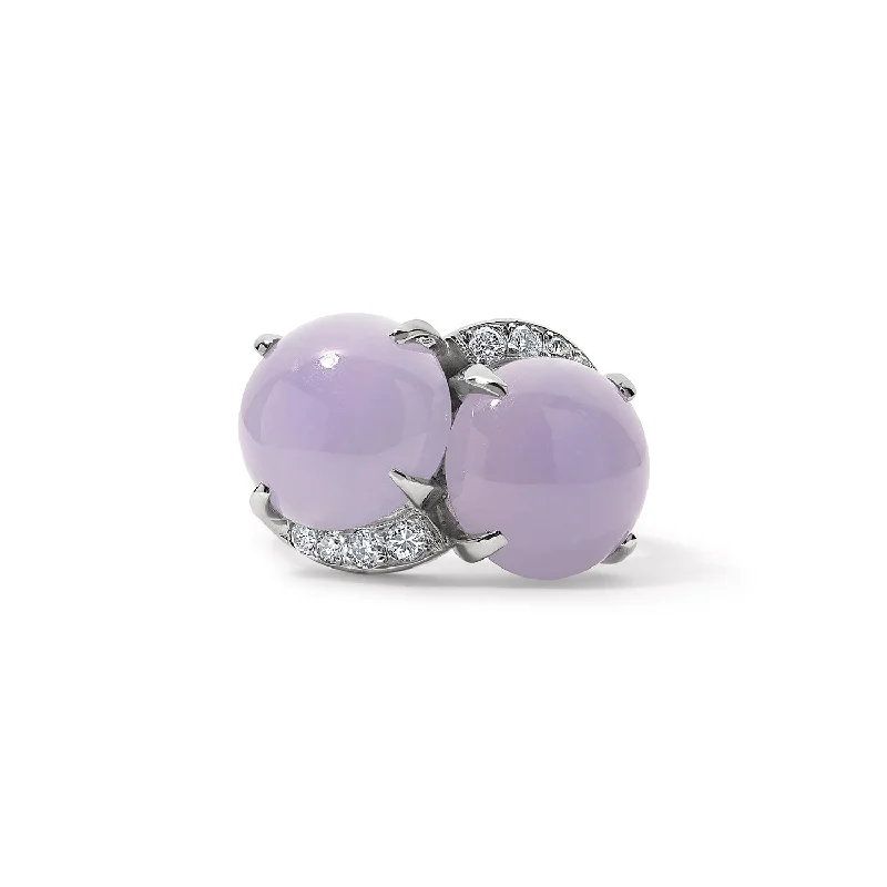 Vintage Lavender Jade and Diamond Moi et Toi Ring