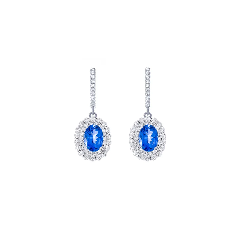 Sabel Collection White Gold Tanzanite and Diamond Drop Earrings