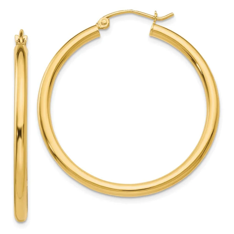 14k Polished 2.5mm Lightweight Tube Hoop Earrings