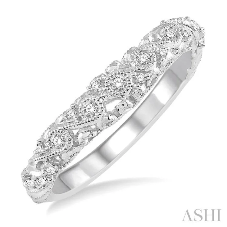 1/5 Ctw Round Cut Diamond Matching Wedding Band in 14K White Gold