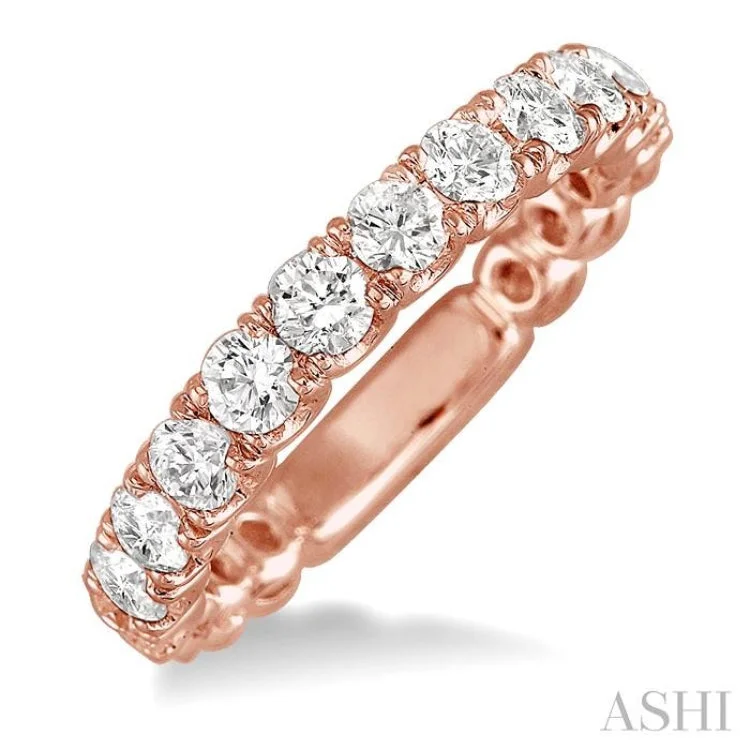 3/4 Ctw Round Cut Diamond Wedding Band in 14K Rose Gold