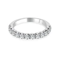 Platinum 15=1/2Ctdw French Cut Pave' Natural Round Diamond Prong Set Band Size 6