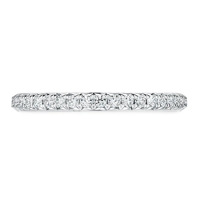 Platinum Vela French Cut Pave' Wedding Band 0.32Tw Hearts On Fire G/H Vs2 Natural Diamonds