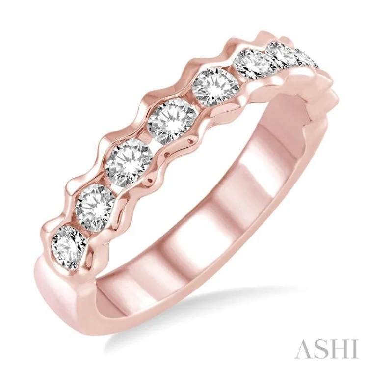 3/4 Ctw Round Cut Diamond Stack Band in 14K Rose Gold