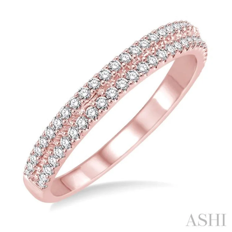 1/3 Ctw Round Cut Diamond Wedding Band in 14K Rose Gold