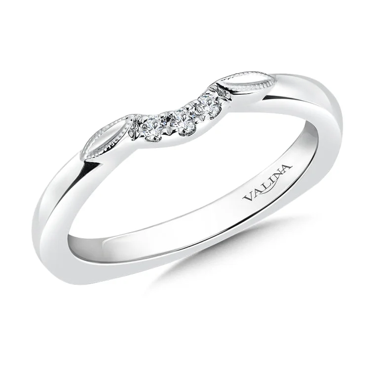 True fit matching diamond wedding band and a beautiful reminder of that special day for years to come.