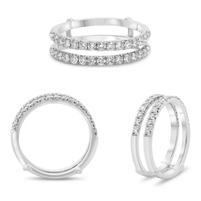 White Gold 0.62ctdw. Round Natural Diamond Insert Ring