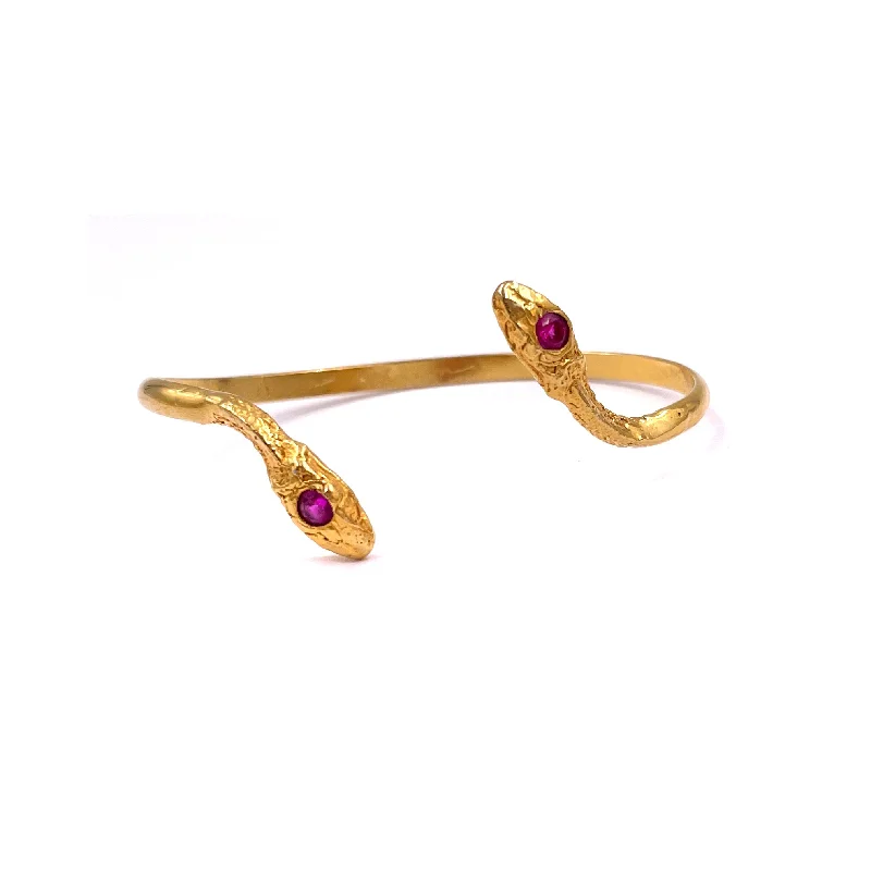 Serpentine Cuff, Gold, Ruby