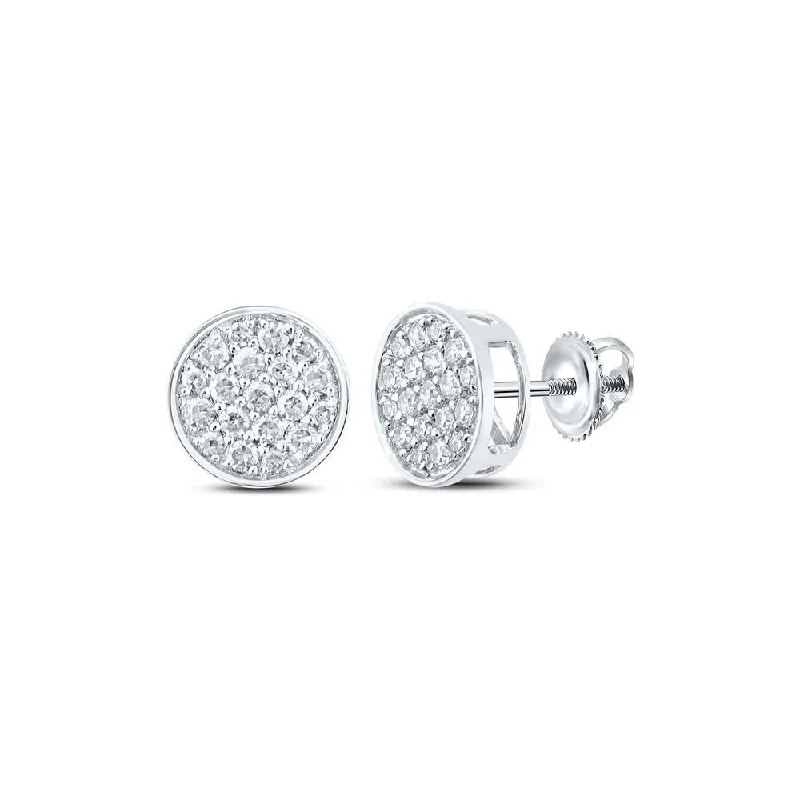 10kt White Gold Round Diamond Cluster Earrings 1/4 Cttw