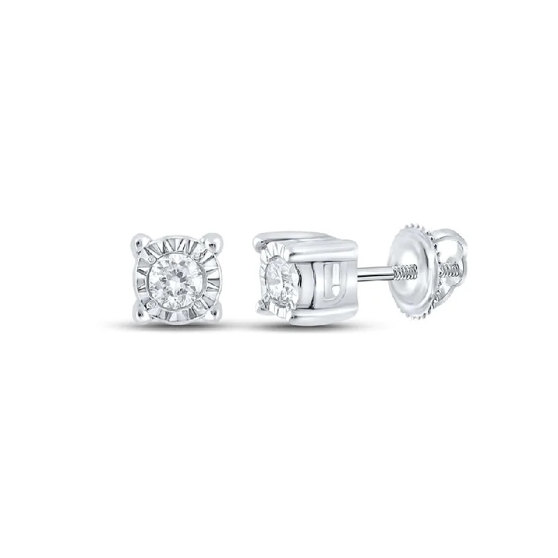 10kt White Gold Round Diamond Stud Earrings 1/20 Cttw