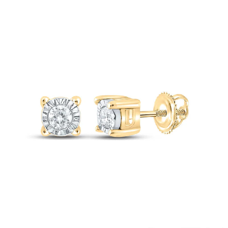 10kt Yellow Gold Round Diamond Stud Earrings 1/20 Cttw