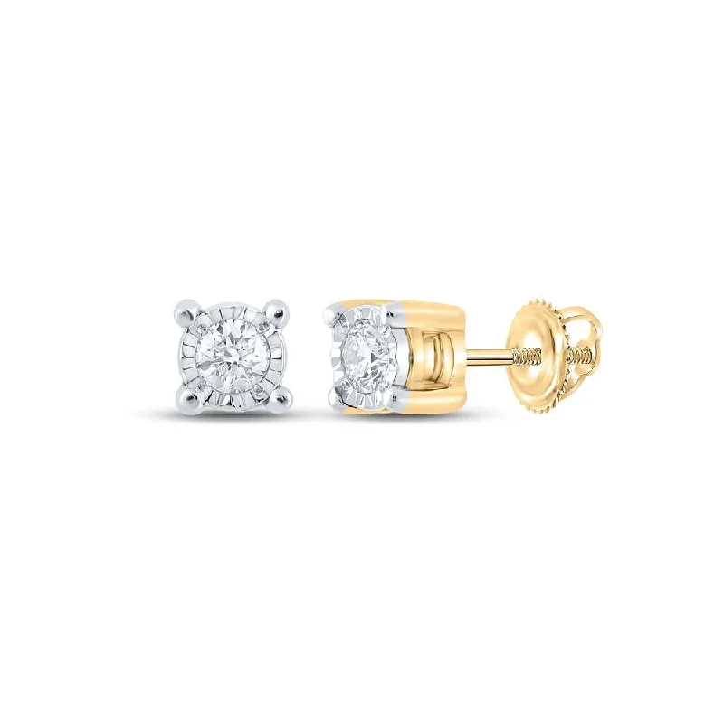 10kt Yellow Gold Round Diamond Stud Earrings 1/6 Cttw