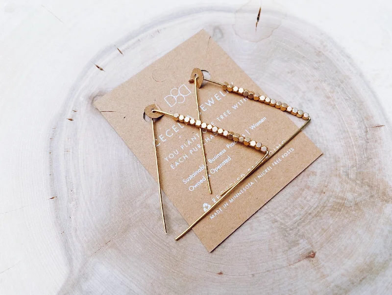 Wire Bent Earrings in Gold Filled Large Triangle