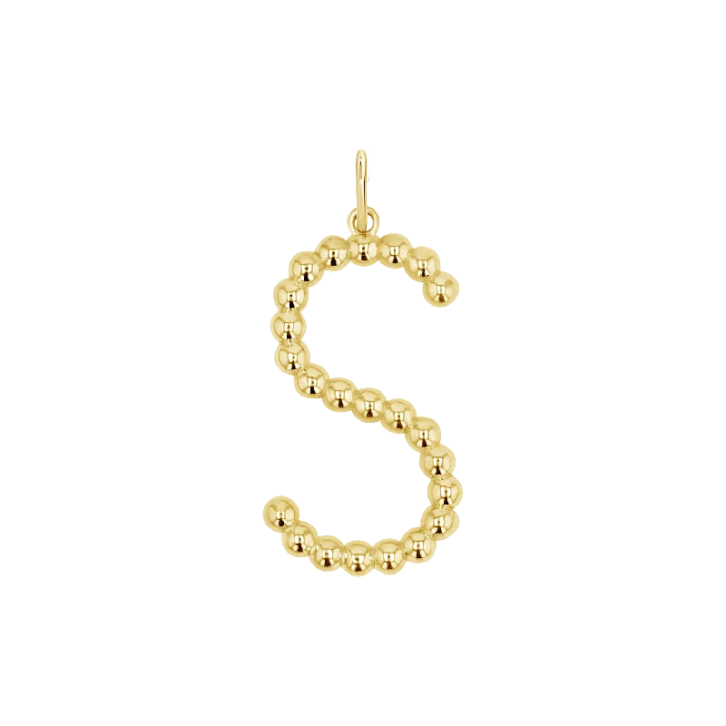 Large Gold Bead Letter Charm