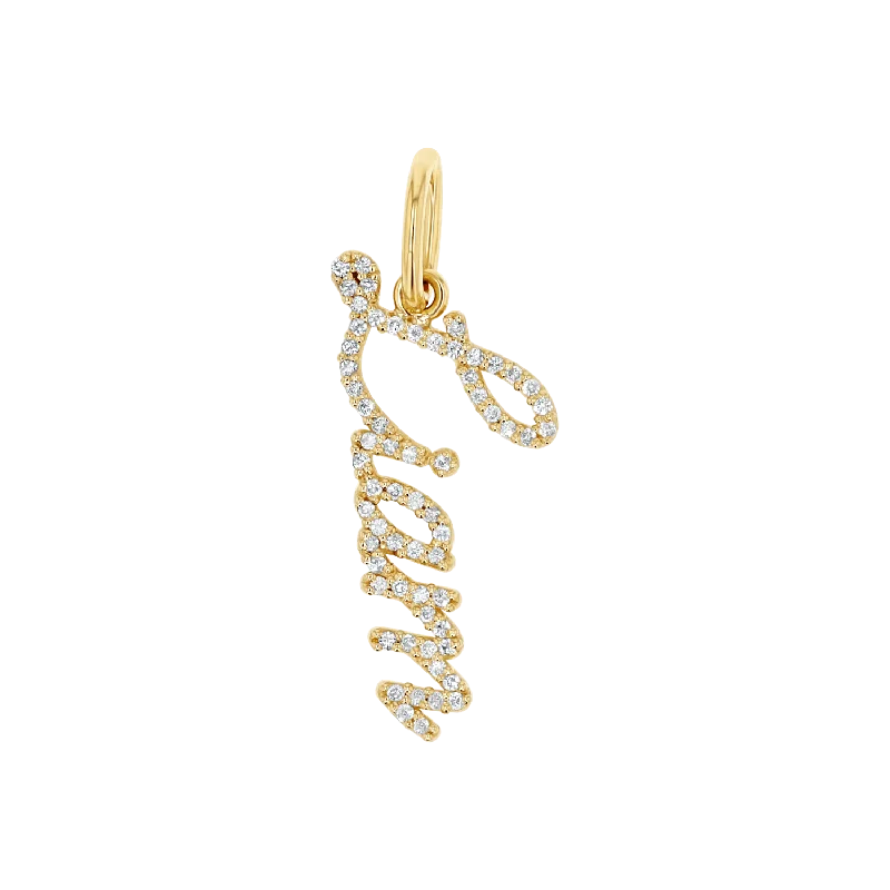 Vertical Diamond Script Name Charm