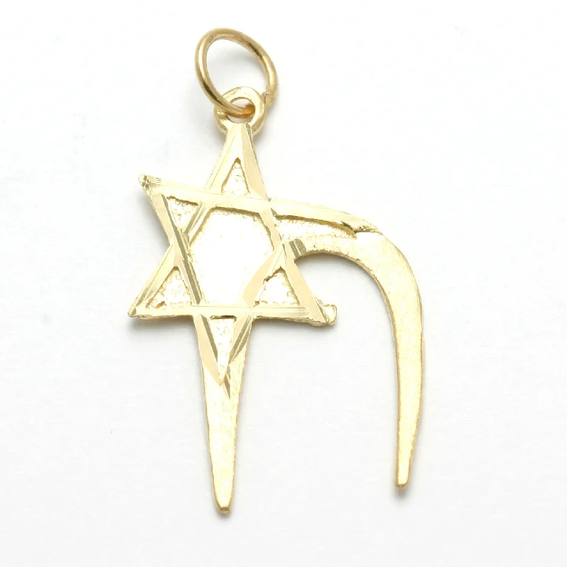 14k Yellow Gold Chai Star of David Pendant