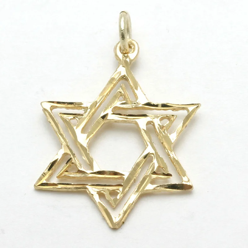 14k Yellow Gold Double Woven Jewish Star of David Pendant