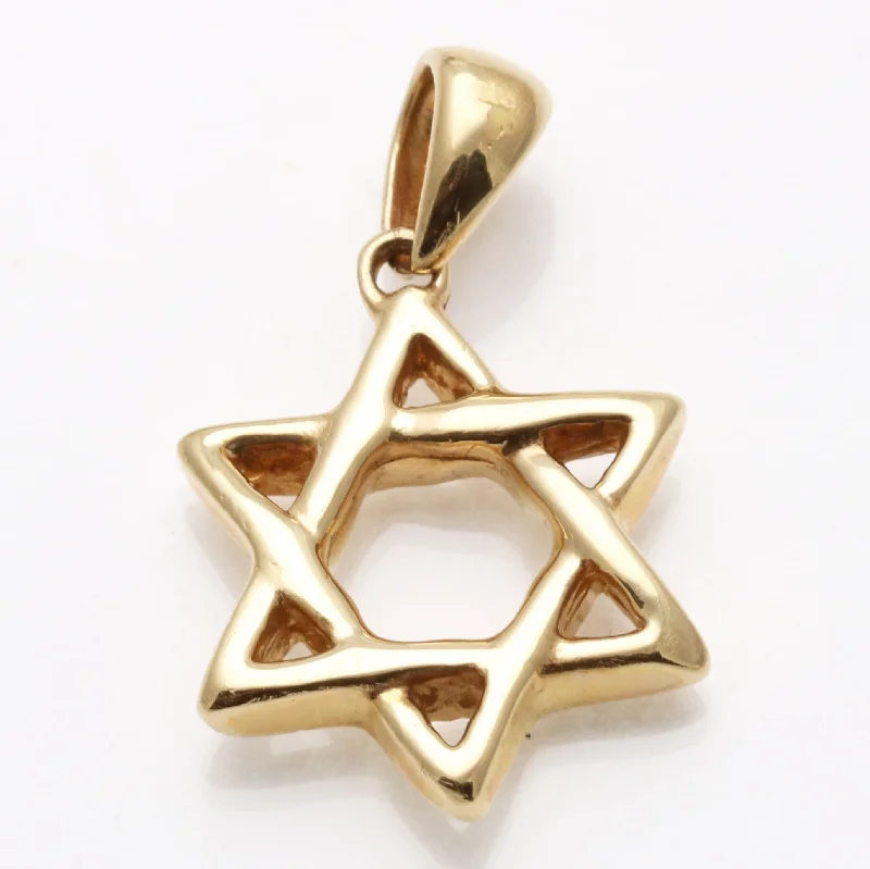 14k Yellow gold Large Woven Star of David Thick Smooth