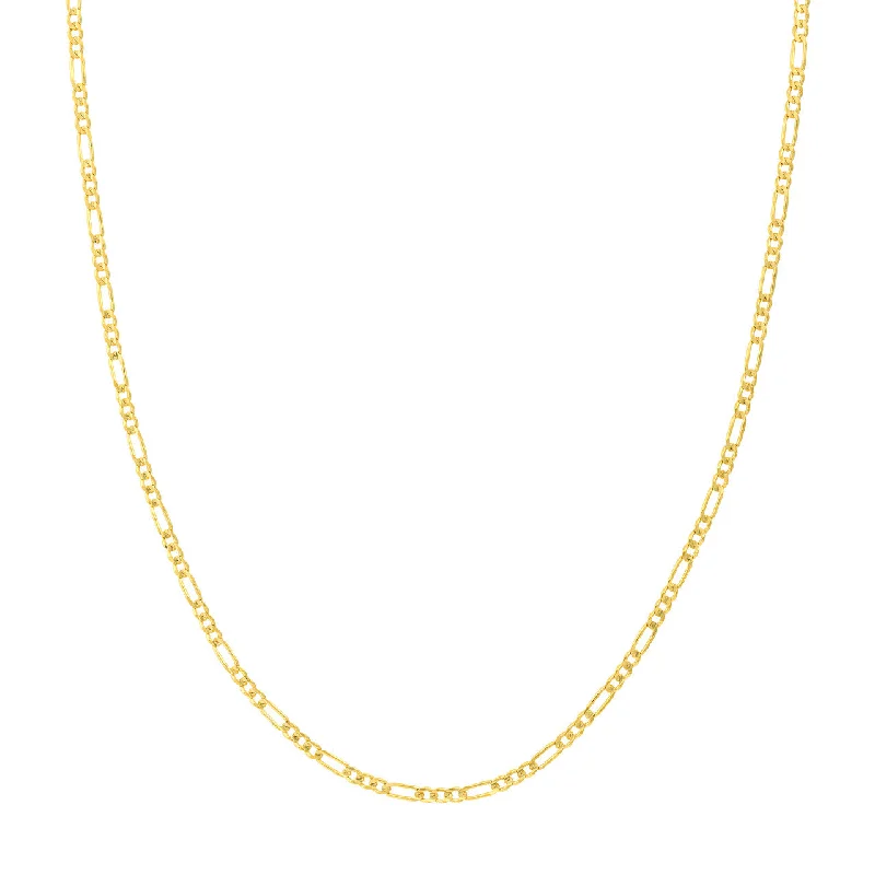 14K Yellow Gold or White Gold 2.35mm Figaro Chain Necklace with Lobster Lock