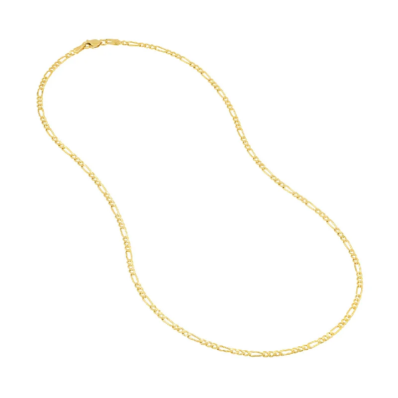 14K Yellow Gold or White Gold 2.35mm Figaro Chain Necklace with Lobster Lock