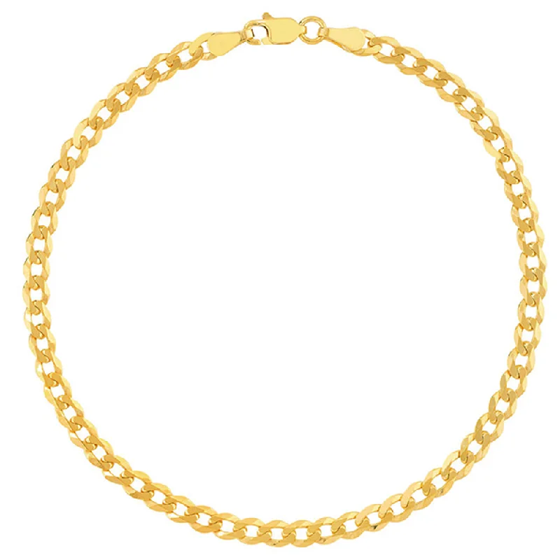 Solid 14K Gold 7mm Curb Chain Bracelet with Lobster Lock, 8.5