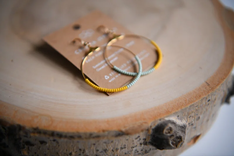 Color Block Seed Bead Hoop Earrings