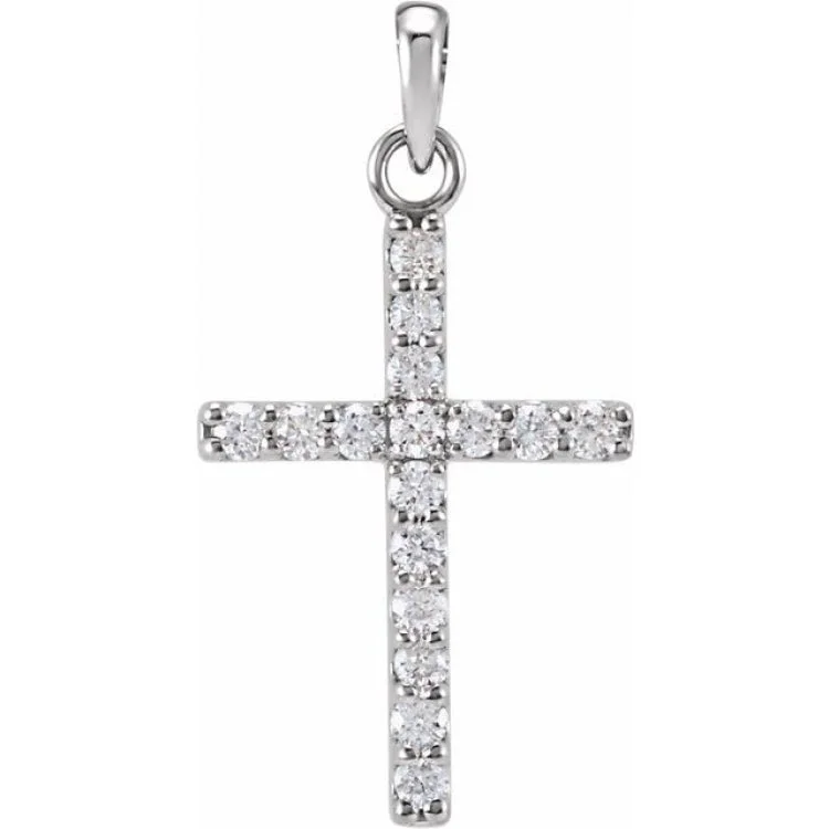 Platinum 1/5 CTW Natural Diamond Cross Pendant