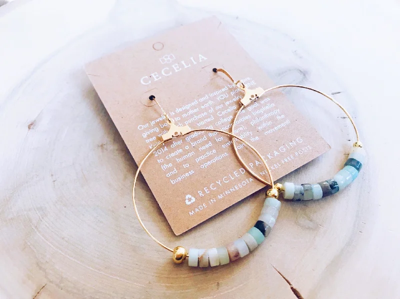 KB49 Amazonite Gemstone Hoops