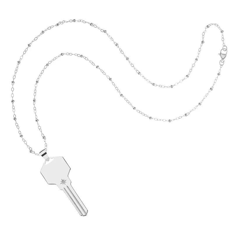 FOREVER Engravable Key Pendant in Silver