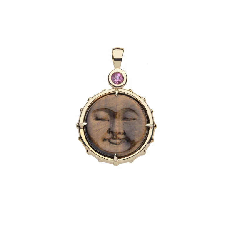 FOREVER Moon and Back Face Pendant in Tiger's Eye