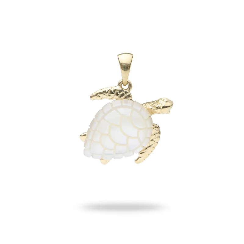 Honu Mother of Pearl Pendant in Gold - 16mm