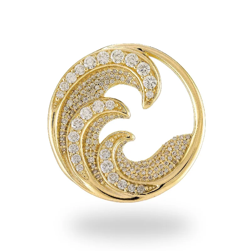 Nalu Pendant in Gold with Diamonds - 26mm