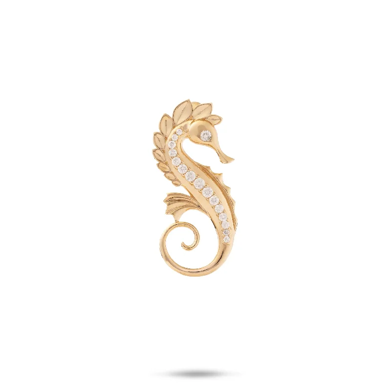 Ocean Dance Seahorse Pendant in Gold with Diamonds - 24mm