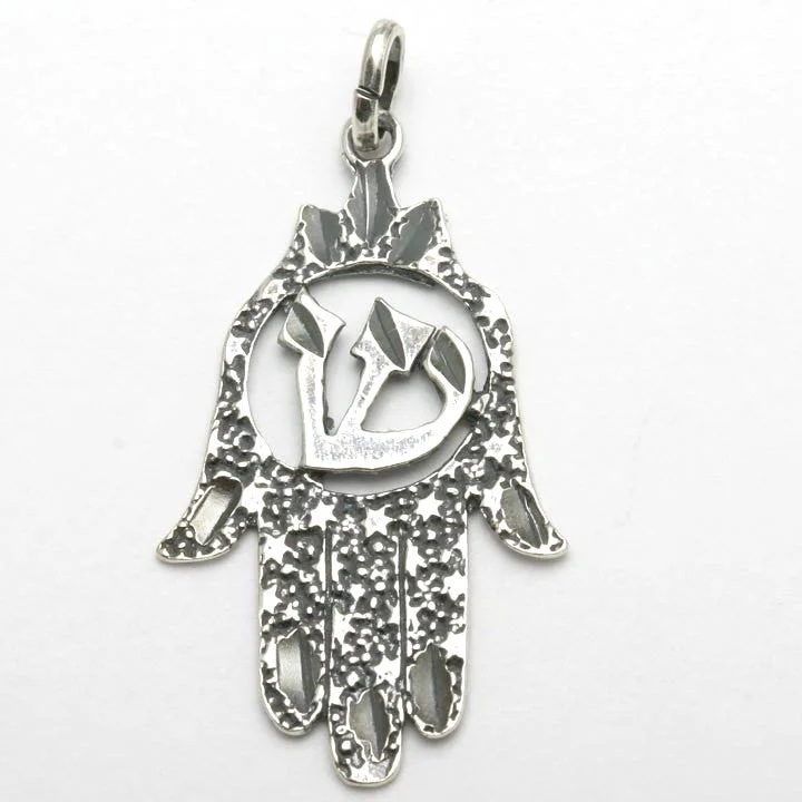 Sterling Silver Hamsa Pendant Shin Oxidized