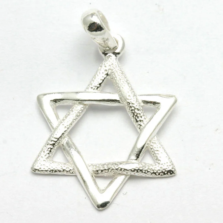 Sterling Silver Star of David Pendant Textured