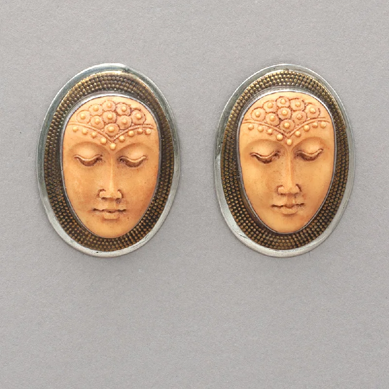 Tabra Vintage Guan Yin Resin Earrings